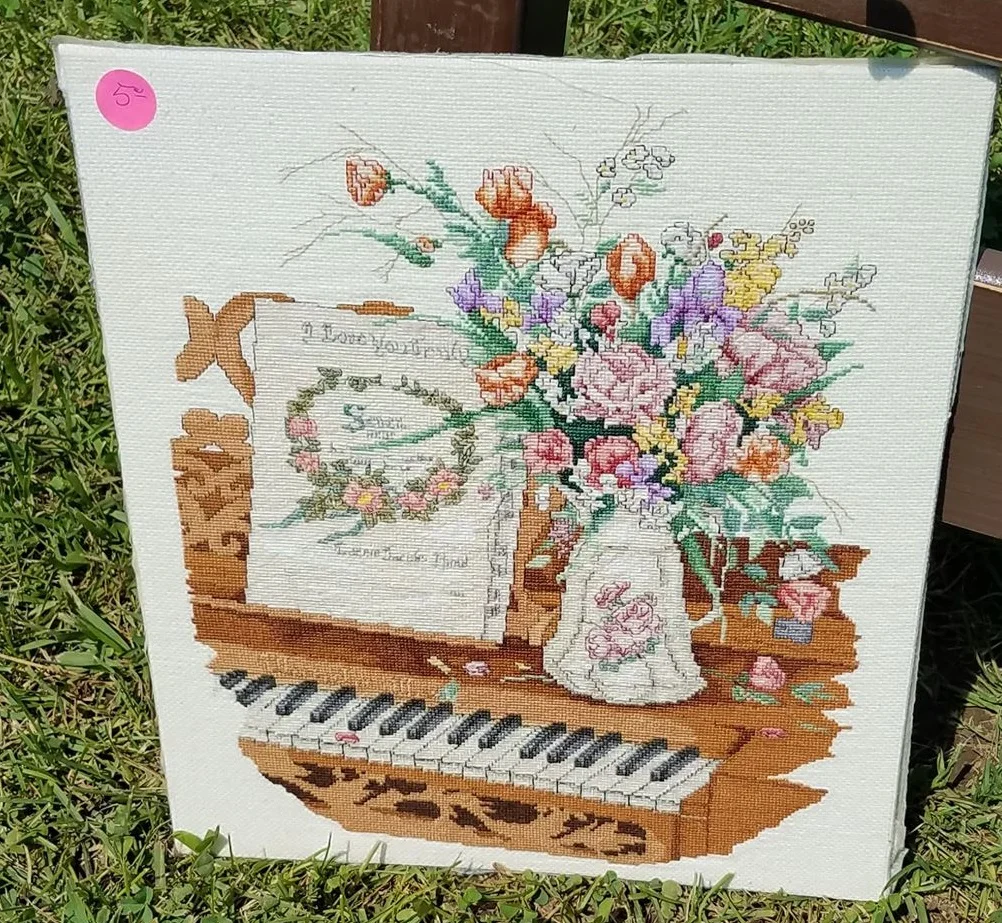 Note by Becky - I made this very same cross stitch years ago and had it framed for my mom! It makes me feel sad someone is selling theirs for $5. I hope someone rescues it.