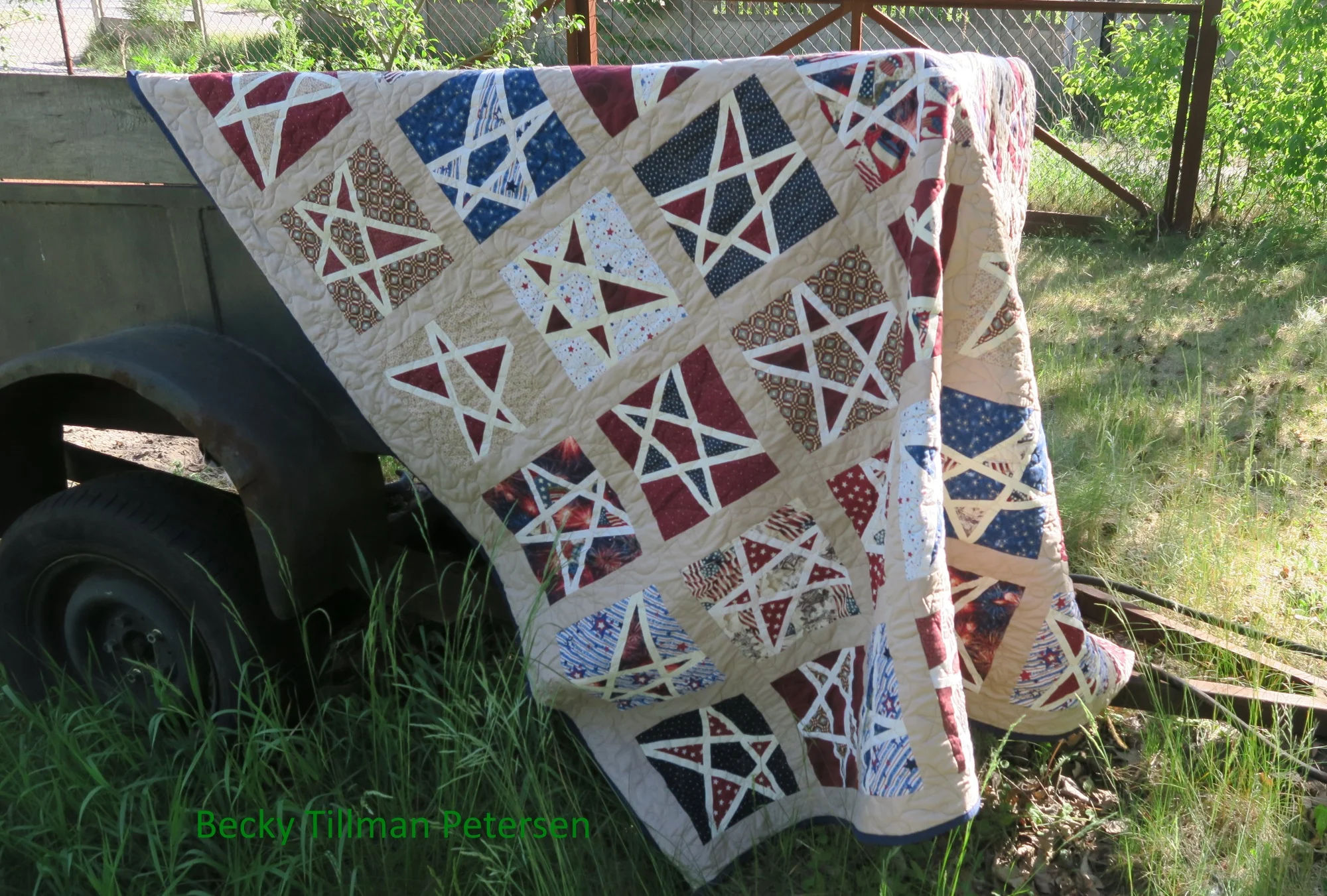 I made it after watching a You Tube video on how to make these stars. Maybe someday I’ll make another one since I still have more Americana fabric. I kept this one.