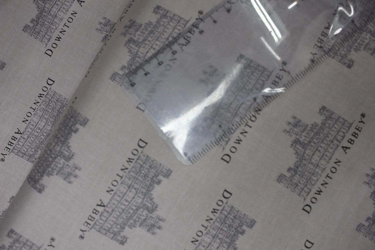 Downton Abby: Black Medium Sized Palaces on Gray - by Andover Fabrics