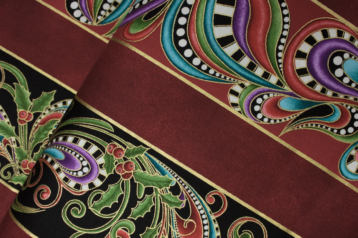 CAT-I-TUDE CHRISTMAS: Wide Stripe by Ann Lauer for Benartex