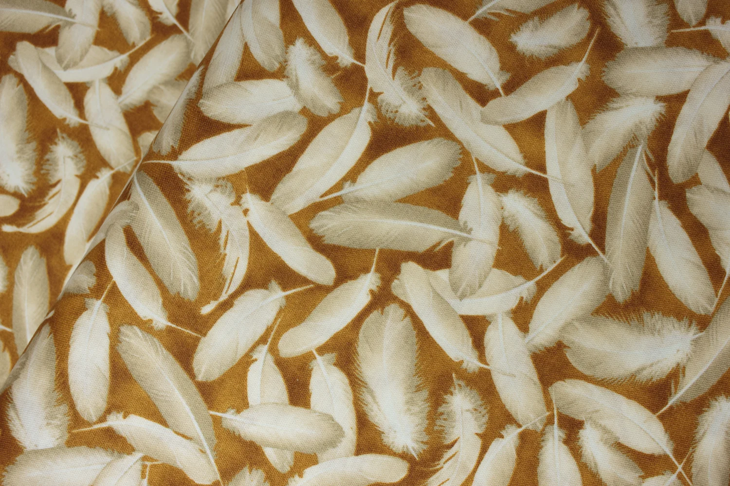 Splendid Swans: Swan Feathers on Brown by Quilting Treasures