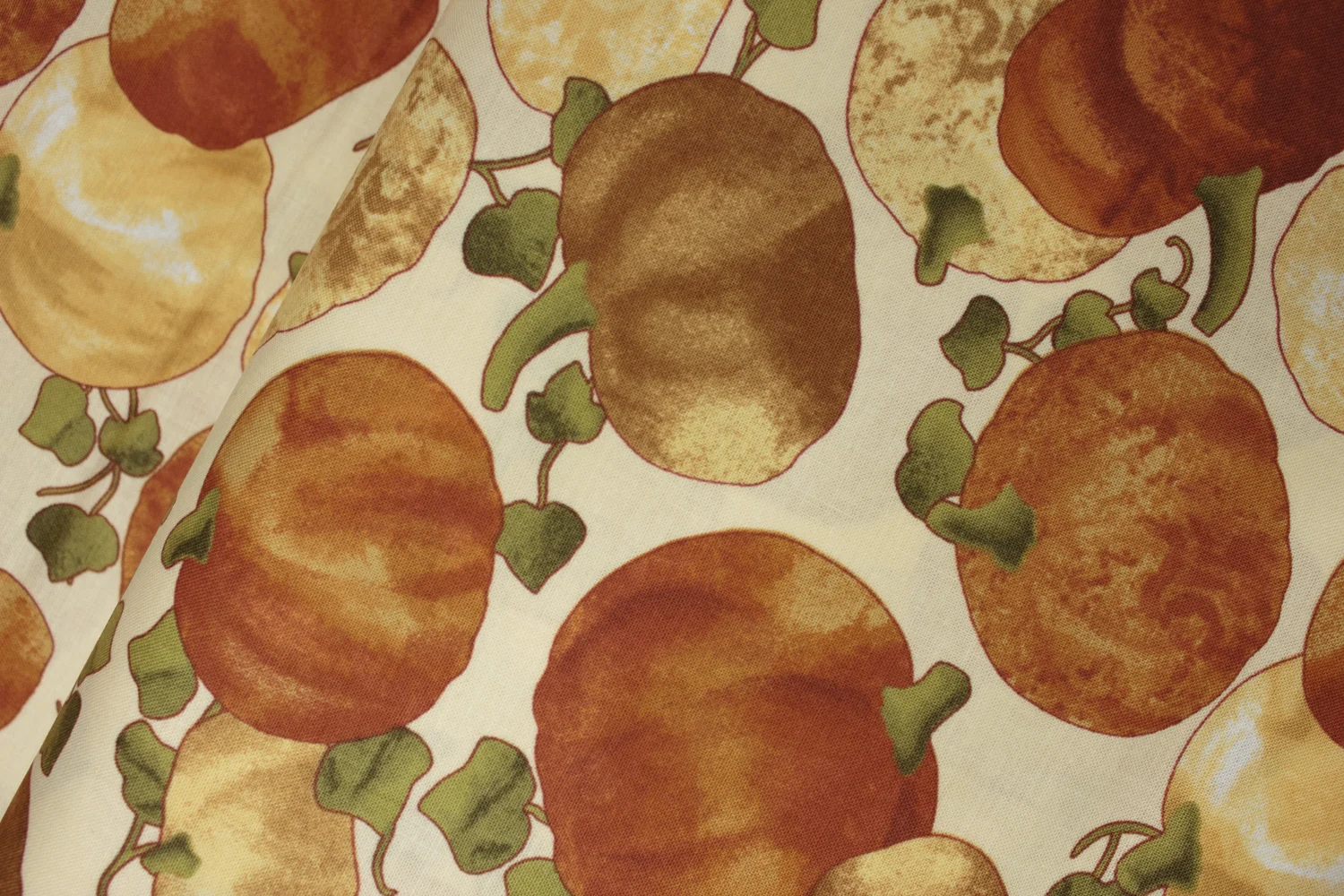 Pumpkins and Vines on Pale Yellow: Leaf into Autumn by Maria Kalinowski for Kanvas Studio