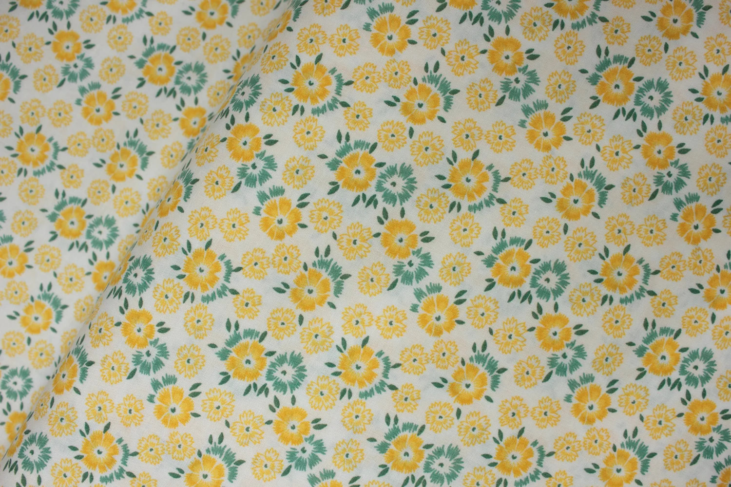 White with Yellow and Green Flowers: Sunshine Garden by Darlene Zimmerman for Robert Kaufman