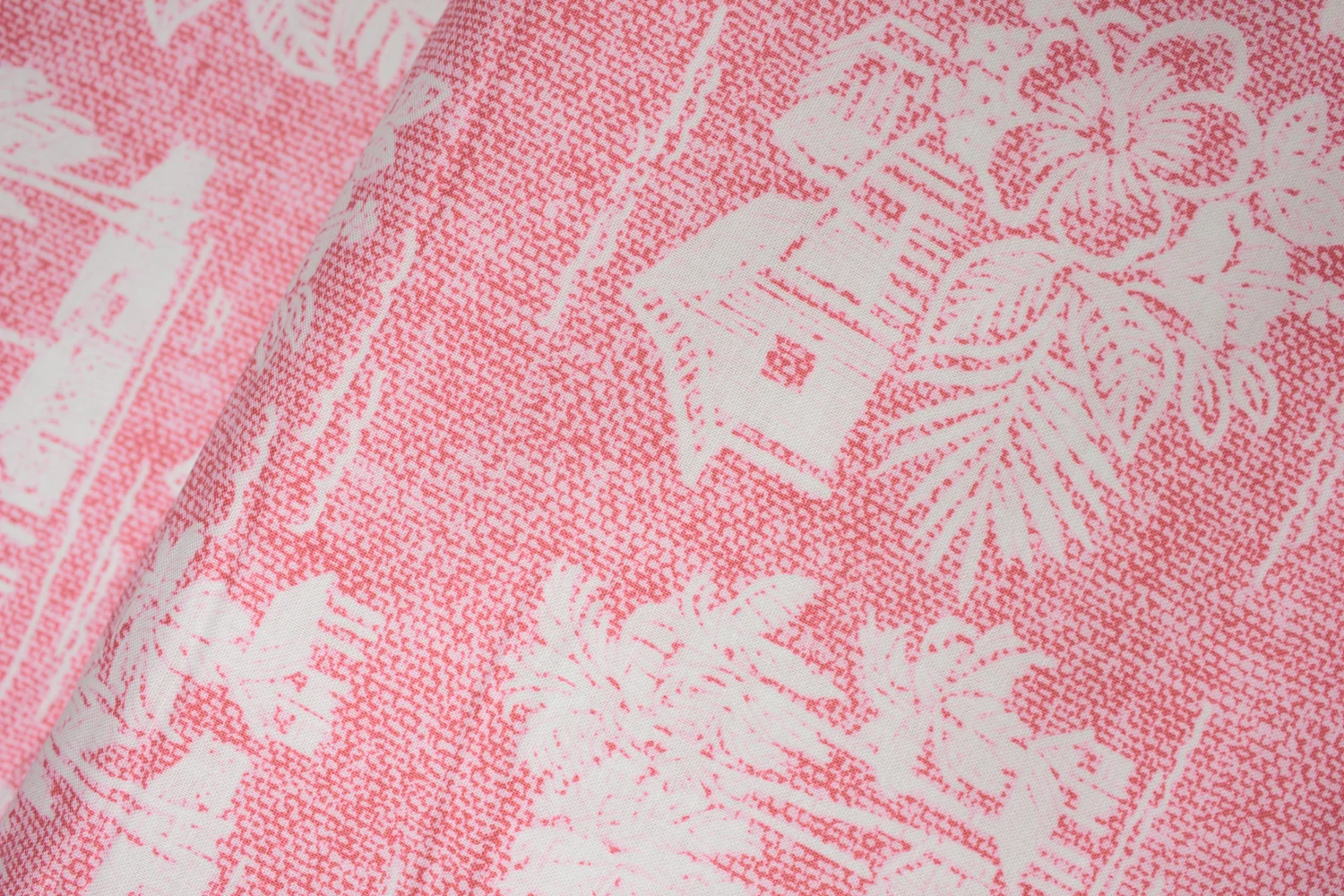 Beach Houses, Palm Trees, and Hibiscus on Pink: Tradewinds by Michael Miller
