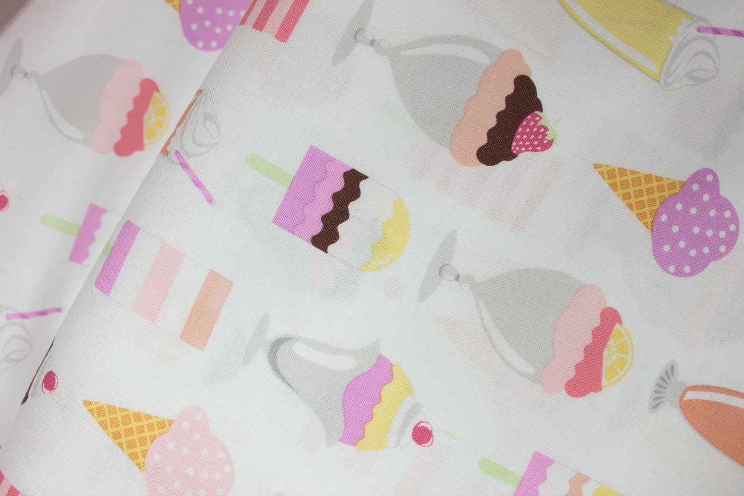 Ice Cream Desserts in Coral, Pink, and Lavender on White: Get the Scoop by Michael Miller