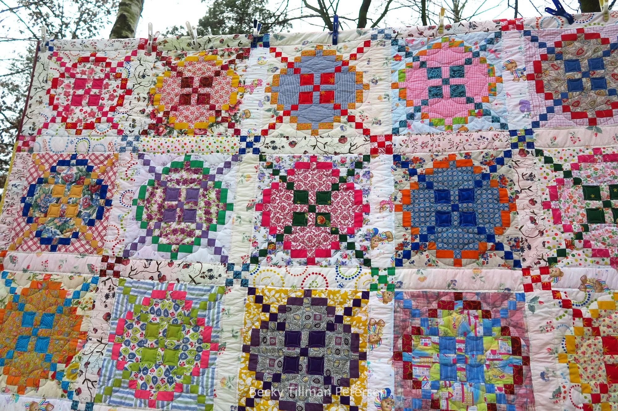 Scrappy Happy Burgoyne Surrounded - one of my upcycled series of quilts