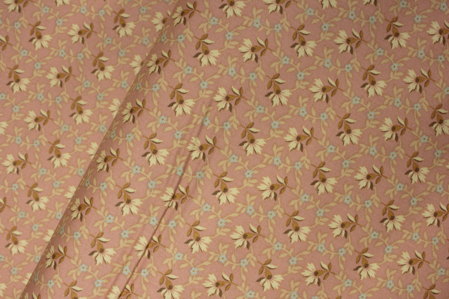 Brown Flowers on Pink: Chrystal Farm by Laundry Basket for Andover