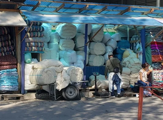 The textile bazaar - in Central Asia!