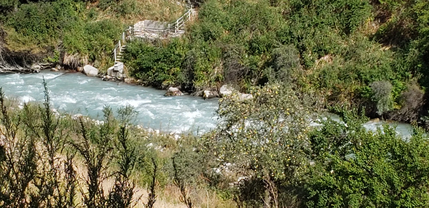 The mountains by the capital city of Bishkek - a pretty river.
