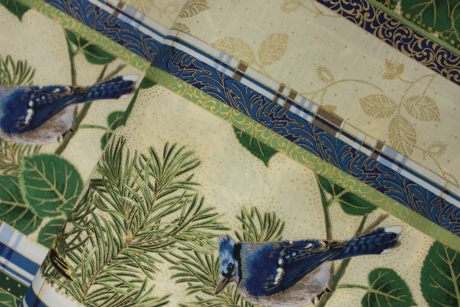 Bird Stripe with Gold Metallic: for Hoffman