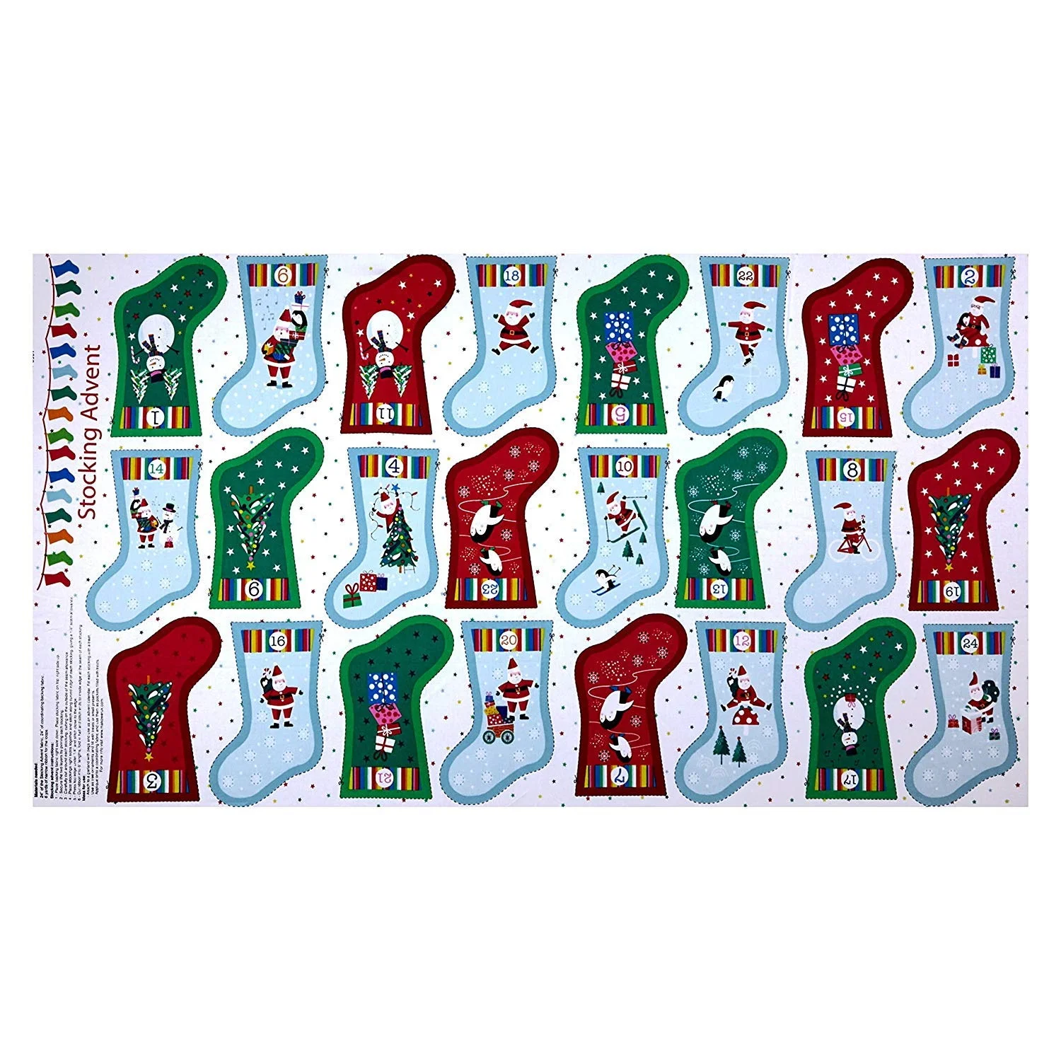 Jolly Santa Stocking Advent - Mini Stocking Calendar - Panel by  Makower UK
