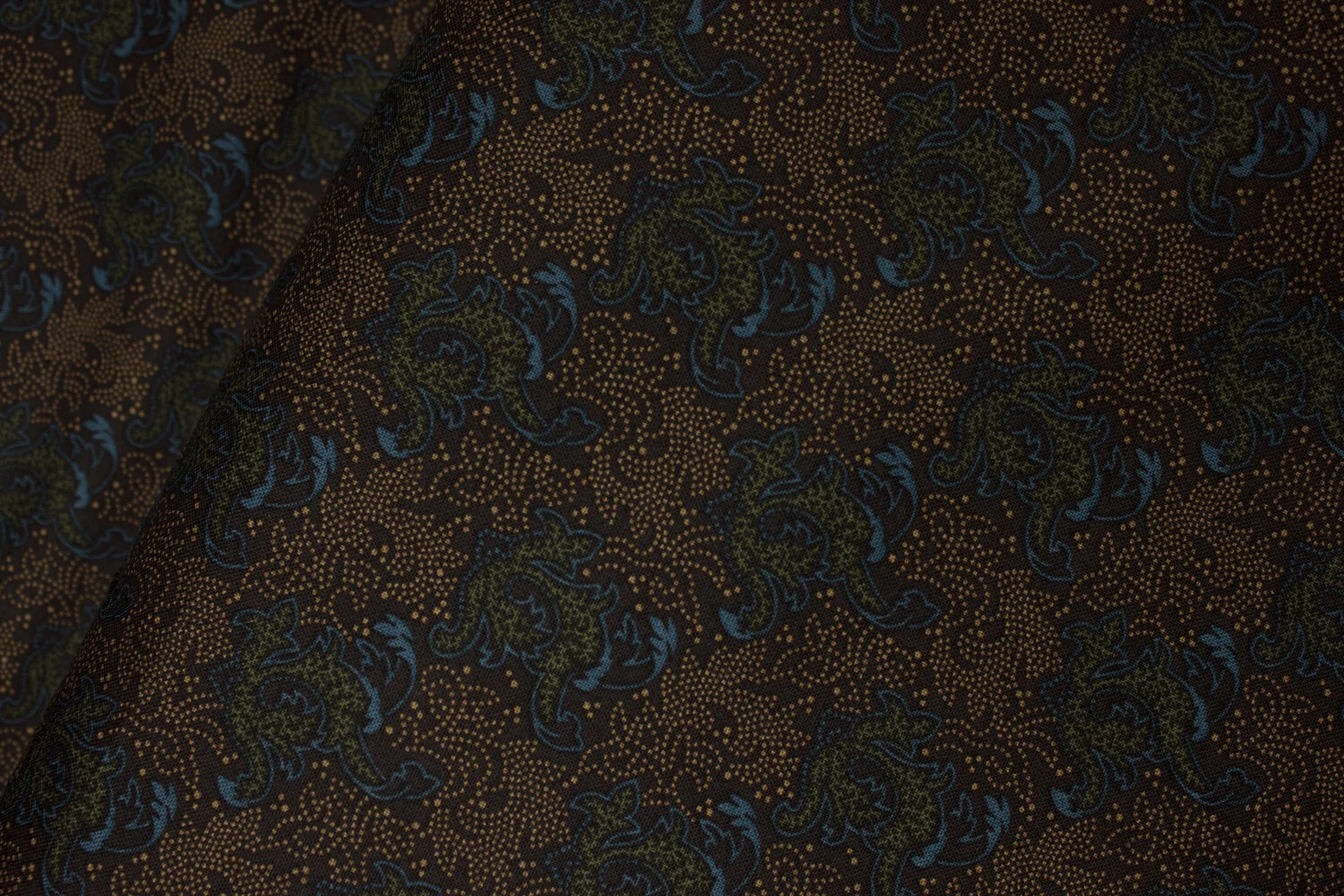 Olive Green and Gold Leafy Vine on Brown:  Kindred Spirits Sisters by Jill Shaulis - TCQD for Windham Fabrics