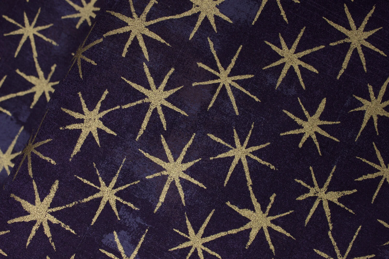 Gold Stars on Eggplant: Seeing Stars Metallic Grunge Basics for Moda Fabrics