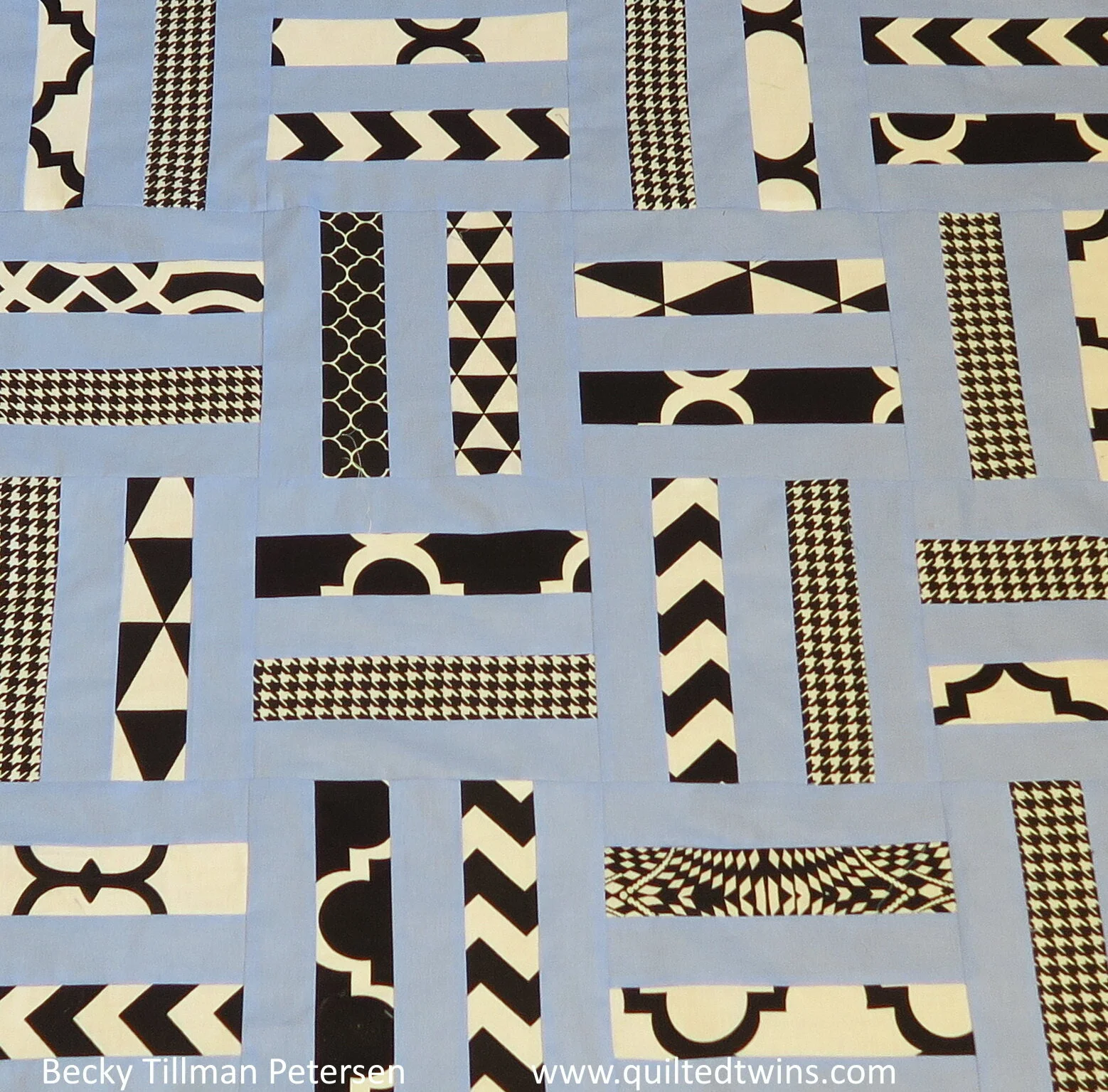 Geometrics 1 - Baby quilt with blue