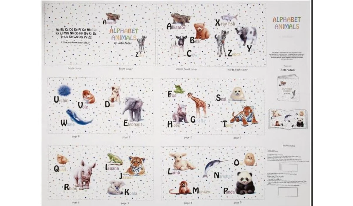 Alphabet Animals Softcover Cloth Book by Elizabeth's Studios