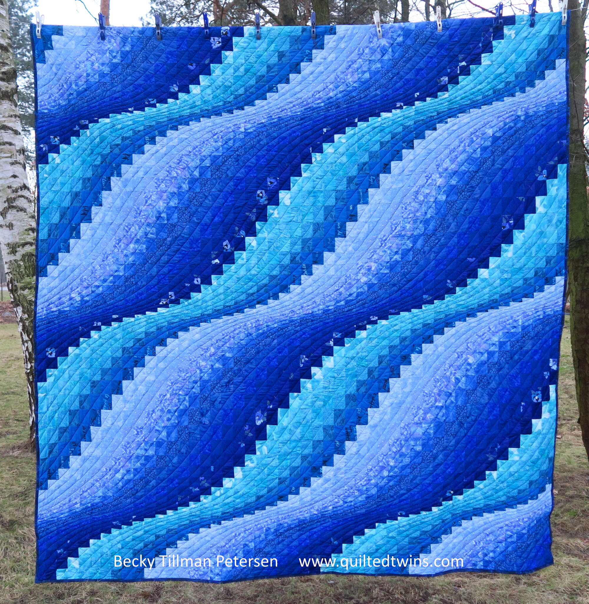 "Luanne's Quilt" - blue and aqua bargello