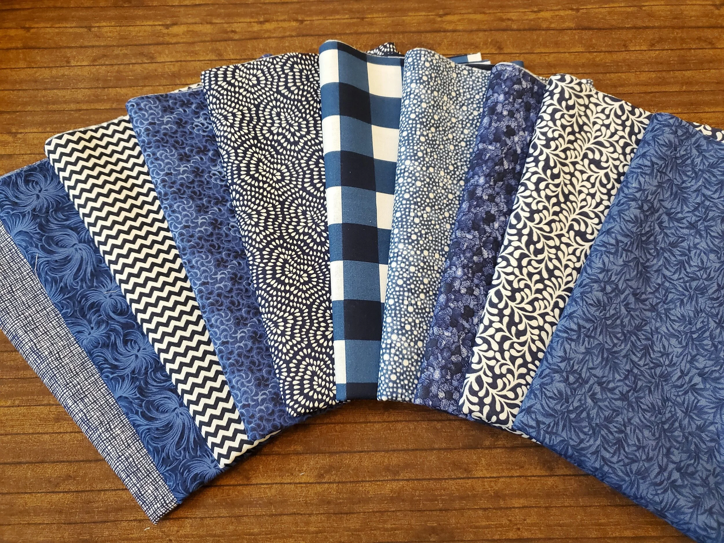 No Floral Navy Blue - Rachael's Picks - 10 Piece Half Yard Bundle Pack