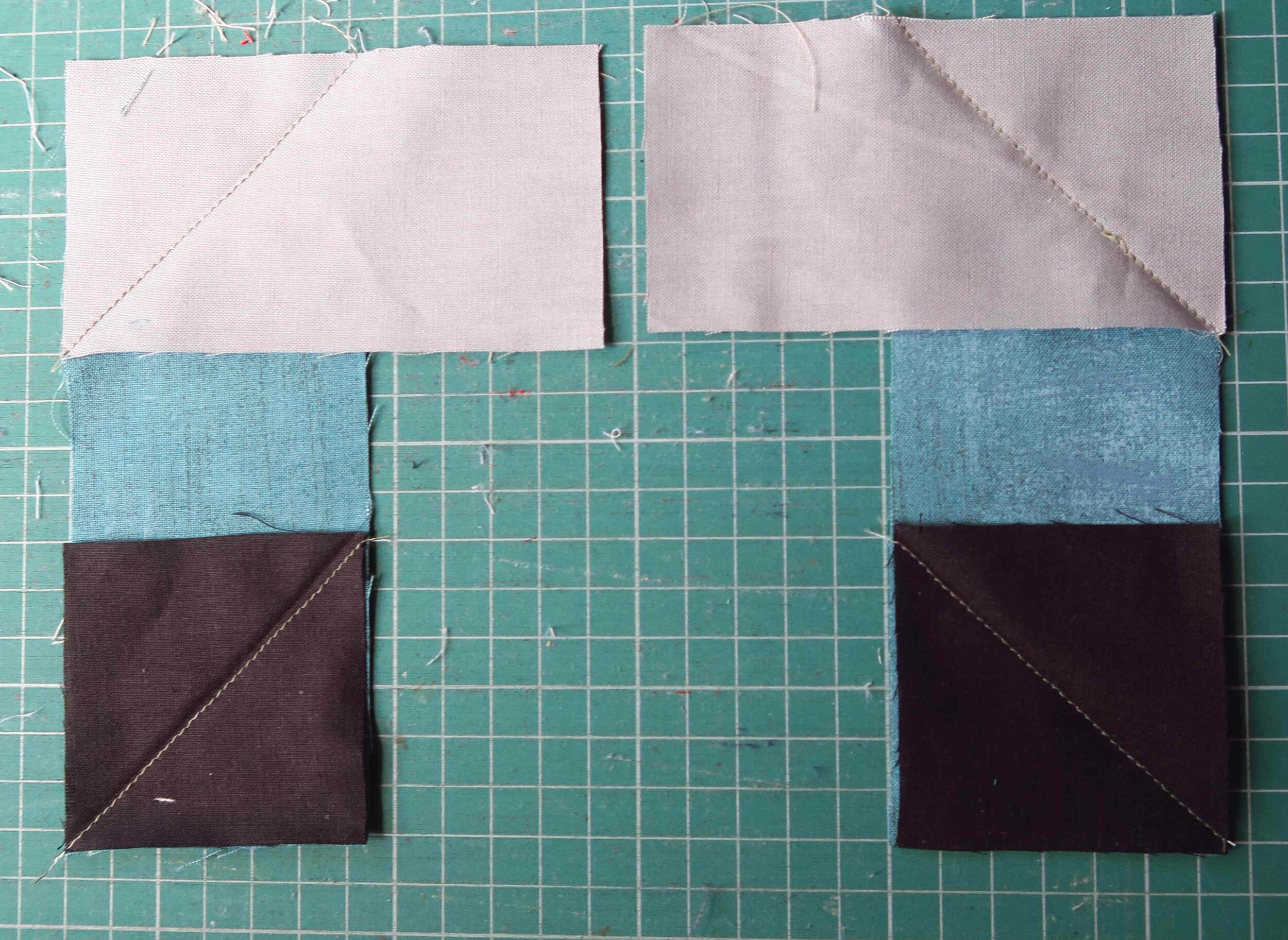 Make pieces with pieces facing opposite directions as shown