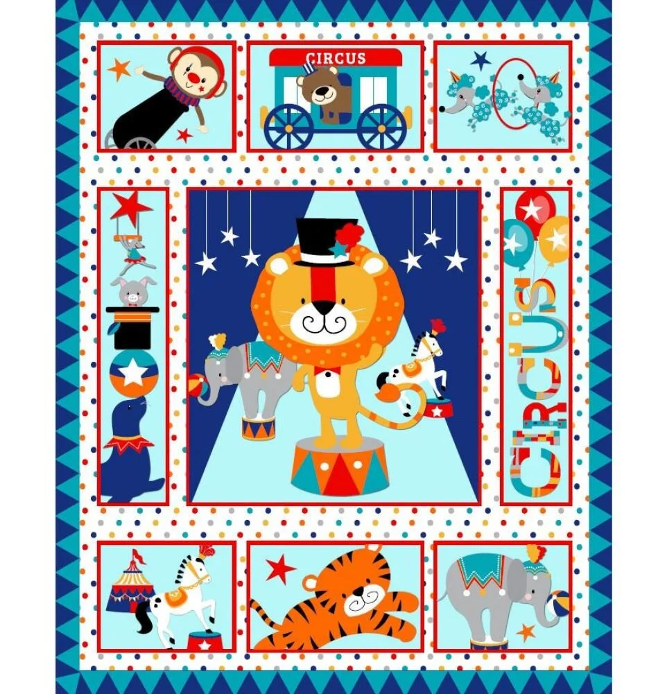 Circus Pre-Quilted Baby Panel Kit - Panel Plus Binding