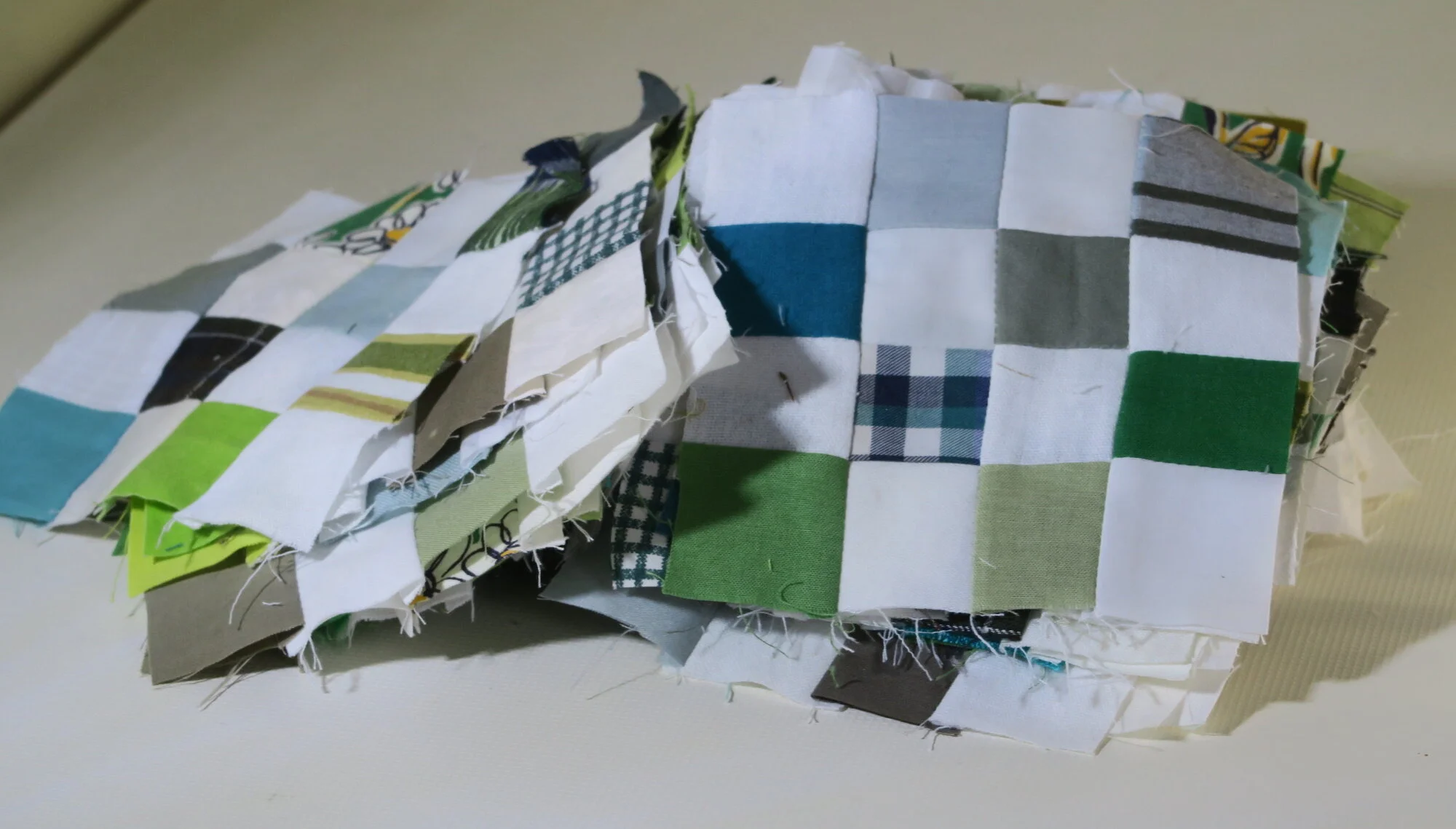 "Checkered" progress report - upcycled Greens #8