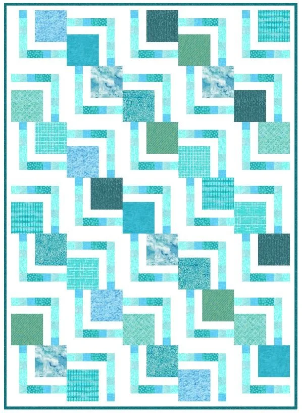 Introducing "Big Block" in Colors of Water - a new kit by Quilted Twins