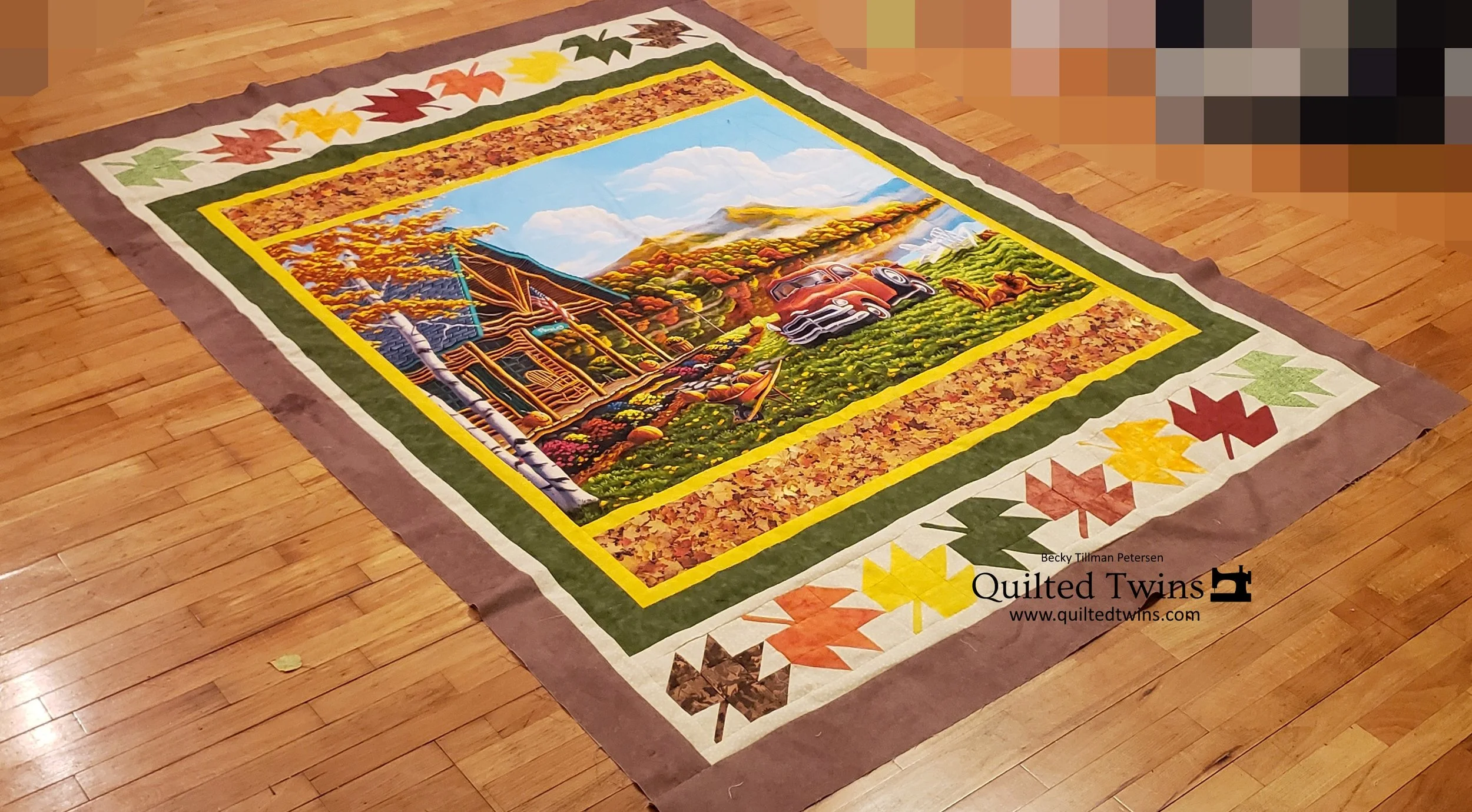 "Pleasures of Fall" panel quilt top finished