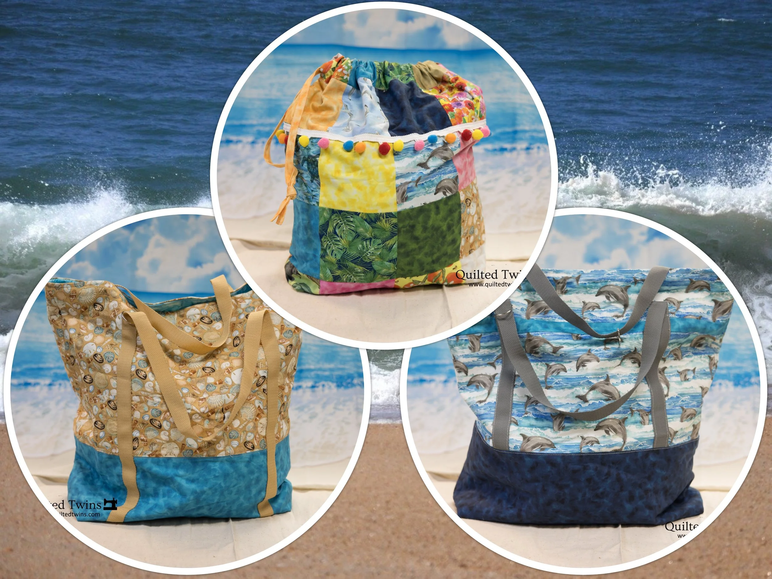 Three bags from the All Florida Shop Hop fabrics