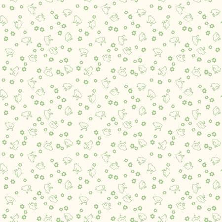 Green Chicks on White - $20/yd