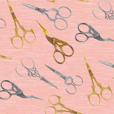 Scissors on Pink - Windham - $6.99/yd