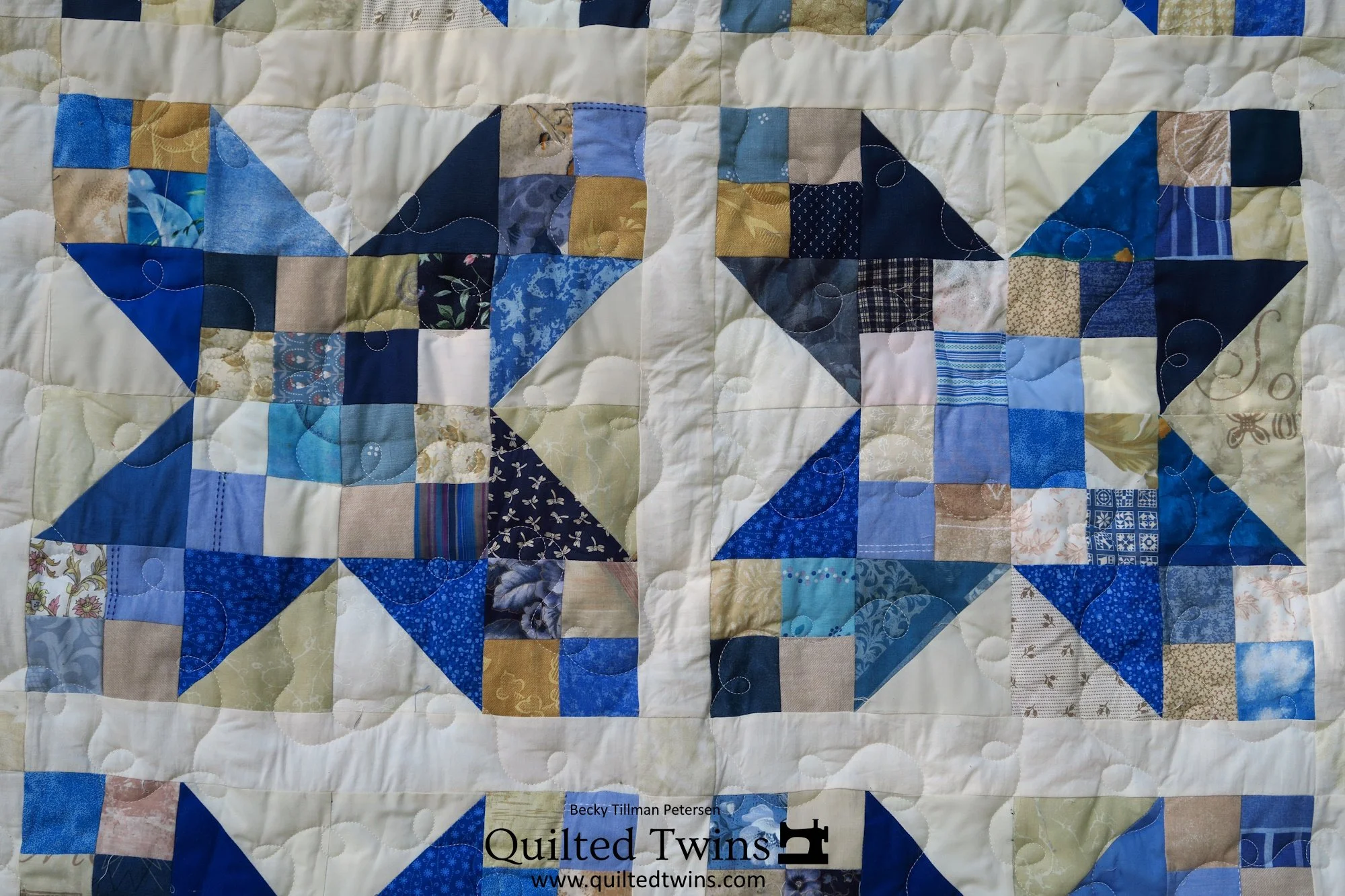 Another Finished Quilt - “Blue and Tan Stars”