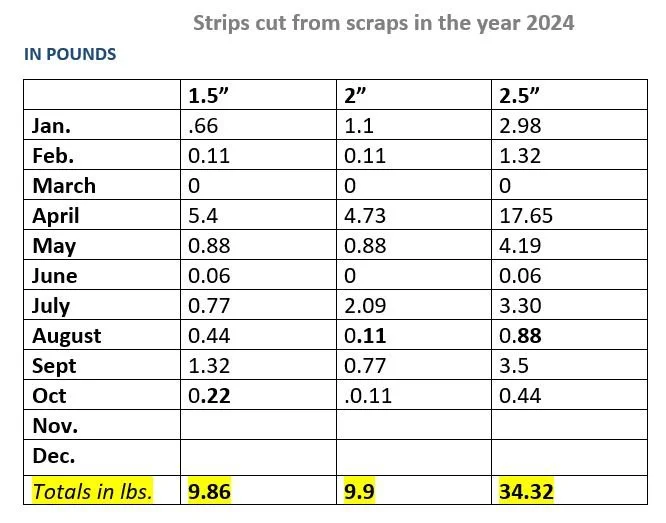 October 2024 Strips Cutting Report