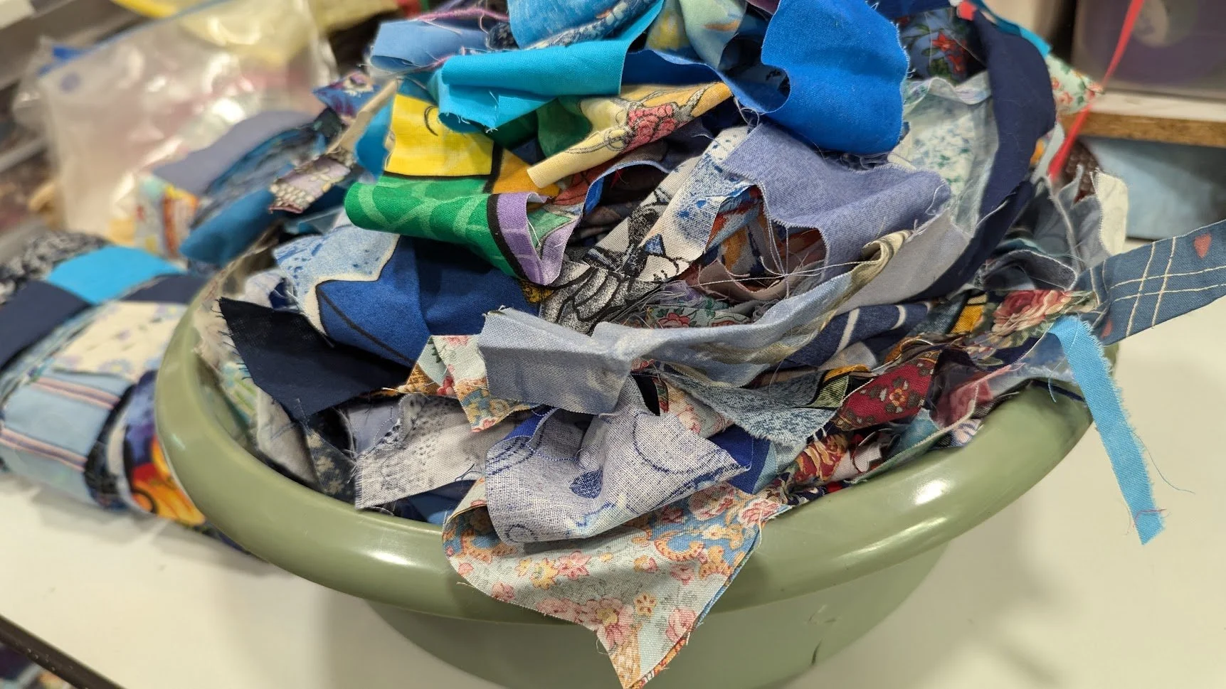 Making Strips and Strips of Blue Pieces