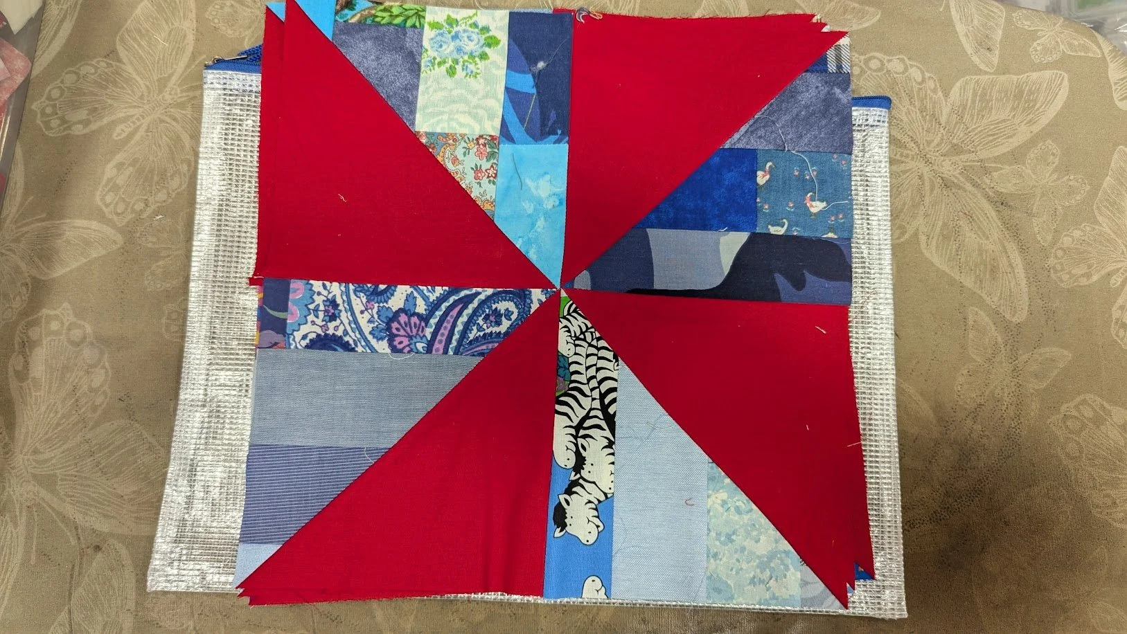 A Week of "In Progress" Projects - Blues strips quilt top #2