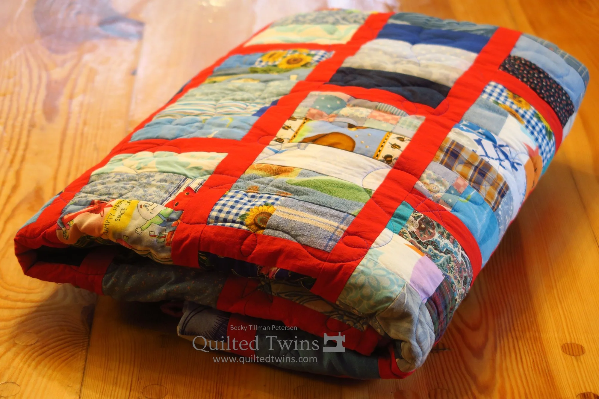 "Strippy Bricks" - Blues strips #4 quilt 