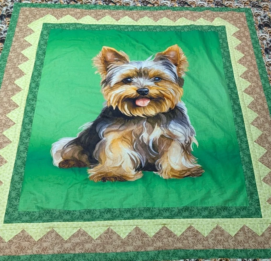 I whipped up a Yorkie panel quilt