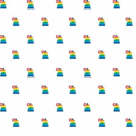 Fisher-Price Rock A Stack on White: Fisher Price by Riley Blake $6.99/yd