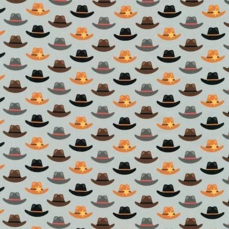 Black, Brown, Gray, and Tan Cowboy Hats  Robert Kaufman  $6.99/YD