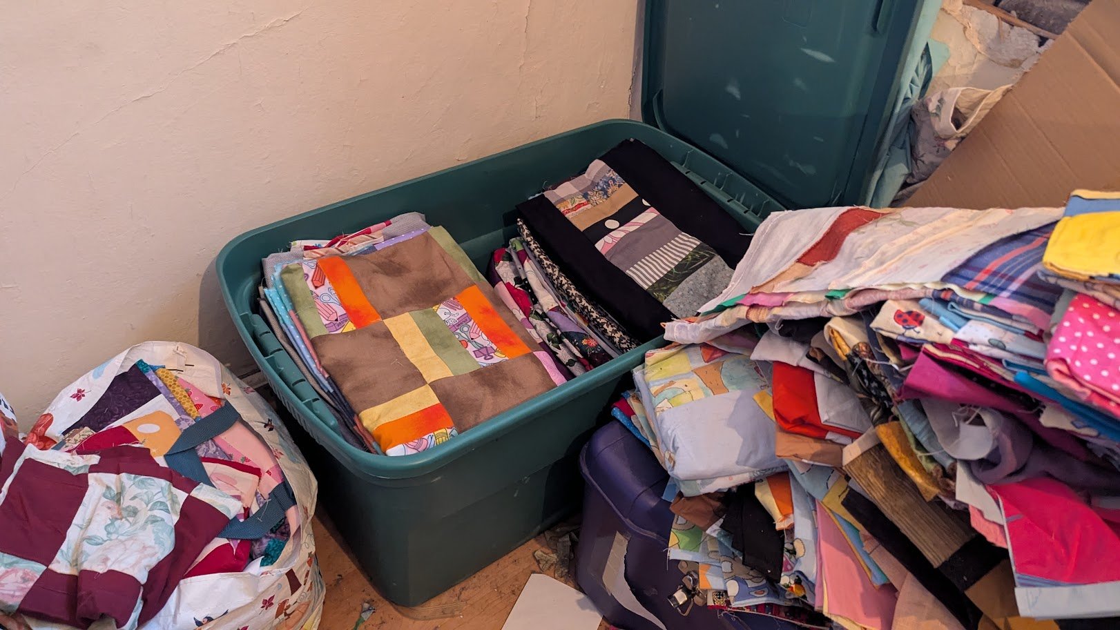 Filling the trunk in the corner. I first had to get to it and empty it out, then refill with ready tops