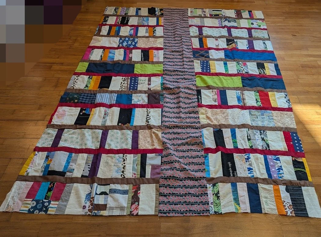 The pieces were wonky so I put that long piece in the middle to make it wider and trimmed it size