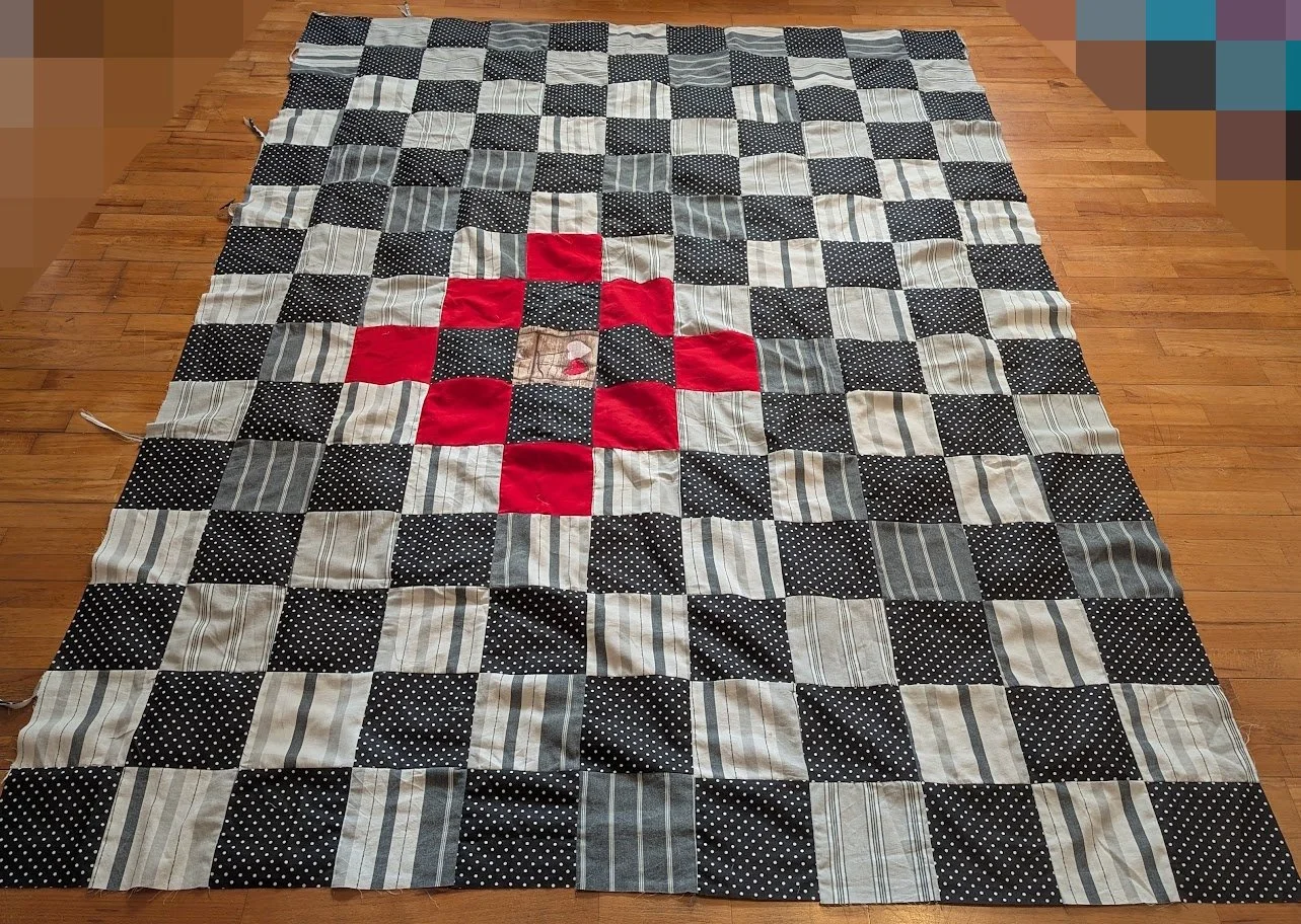 Top made by Ewa's mom and I trimmed off one column from the side and added it to the top or bottom to make it long enough.