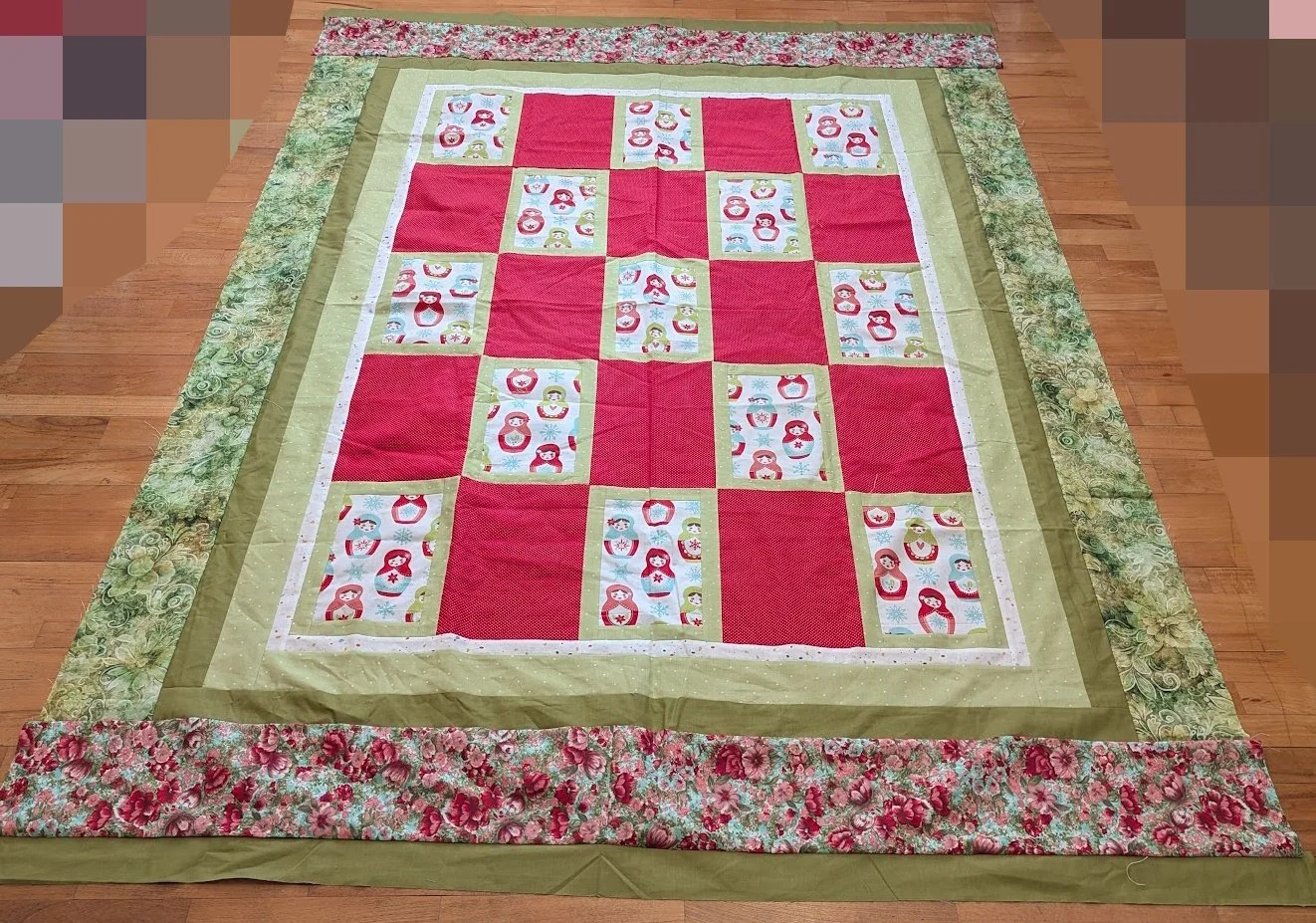 I added the borders from the center out