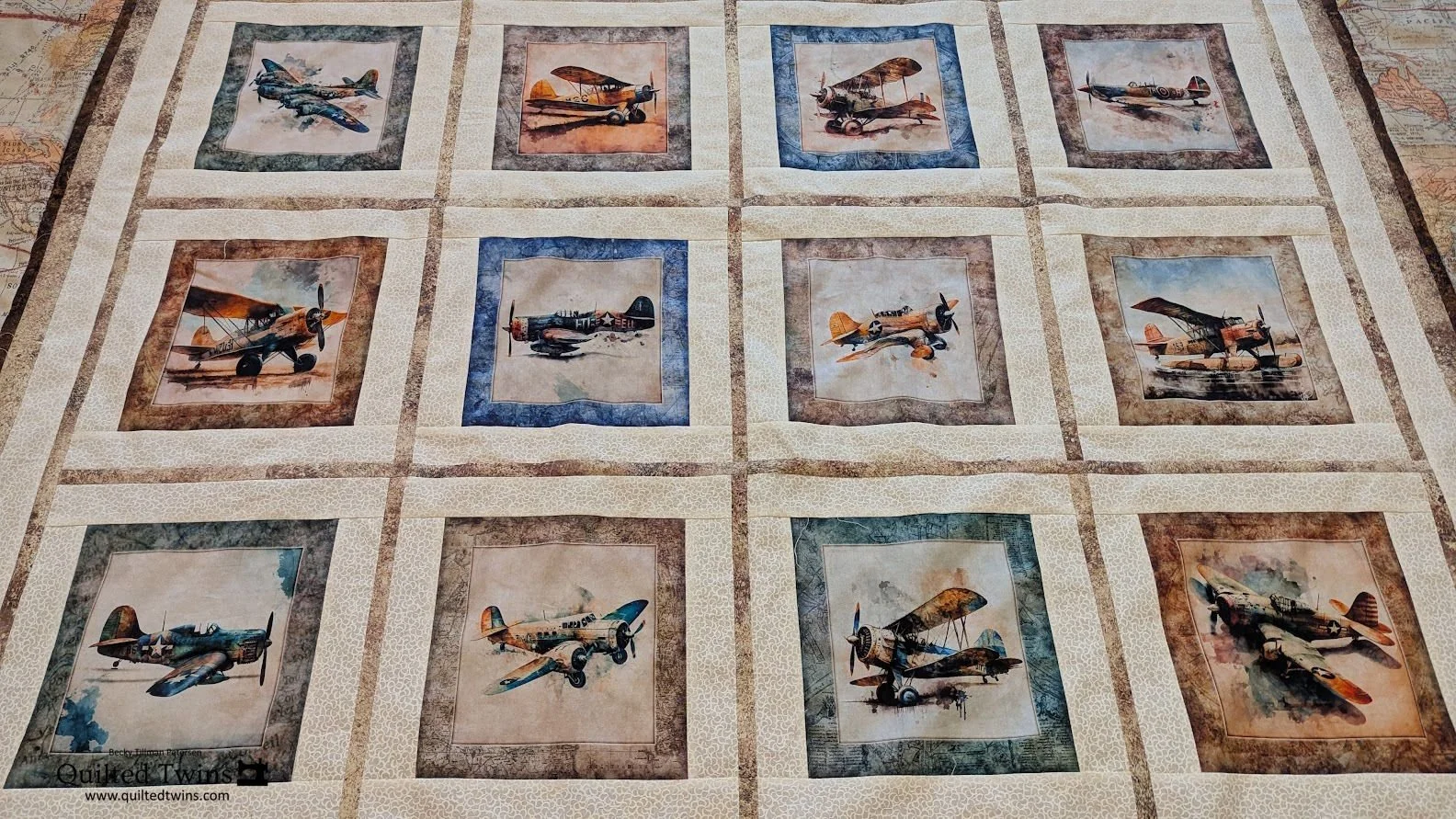 "Flying High" quilt top - a simple one - Airplane series #1
