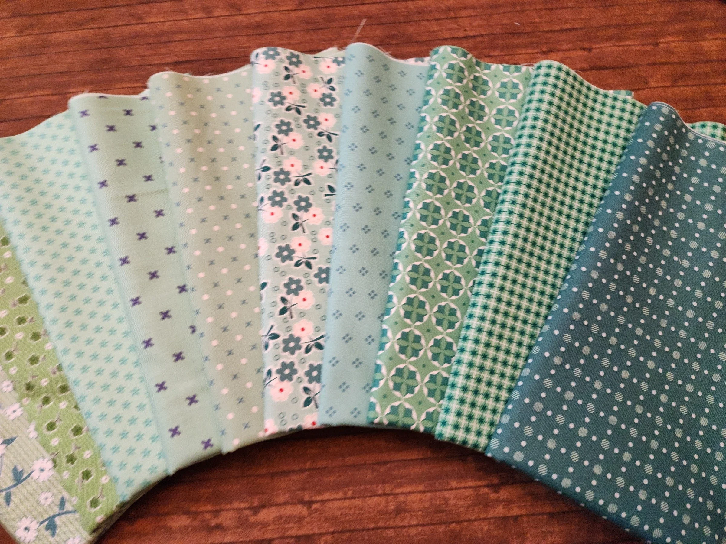 Lori Holt Greens for Riley Blake - 10 piece Half Yard Bundle Pack $42