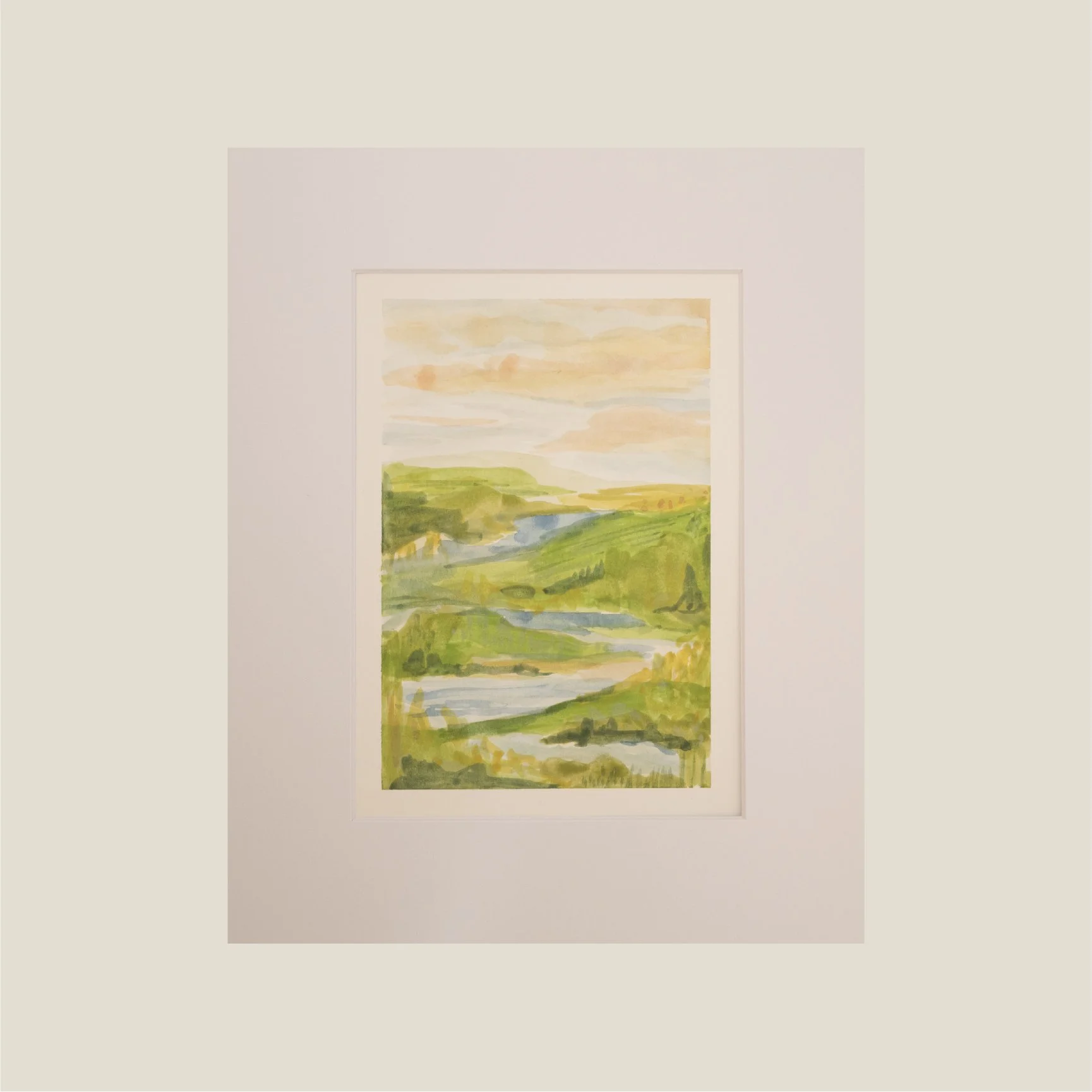 Gouache Marsh Study No. 2 - Original Matted