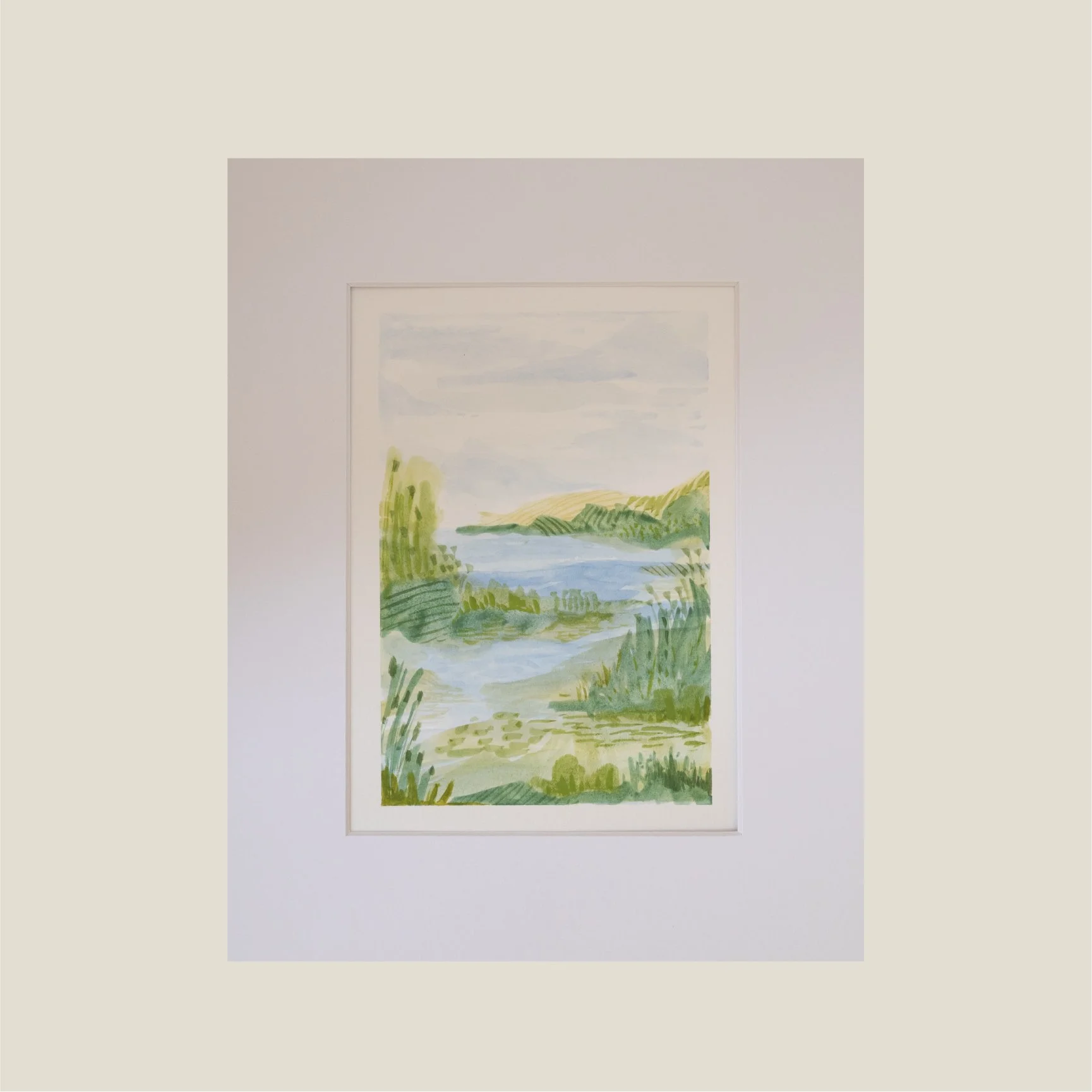 Gouache Lake Study No. 1 - Original Matted