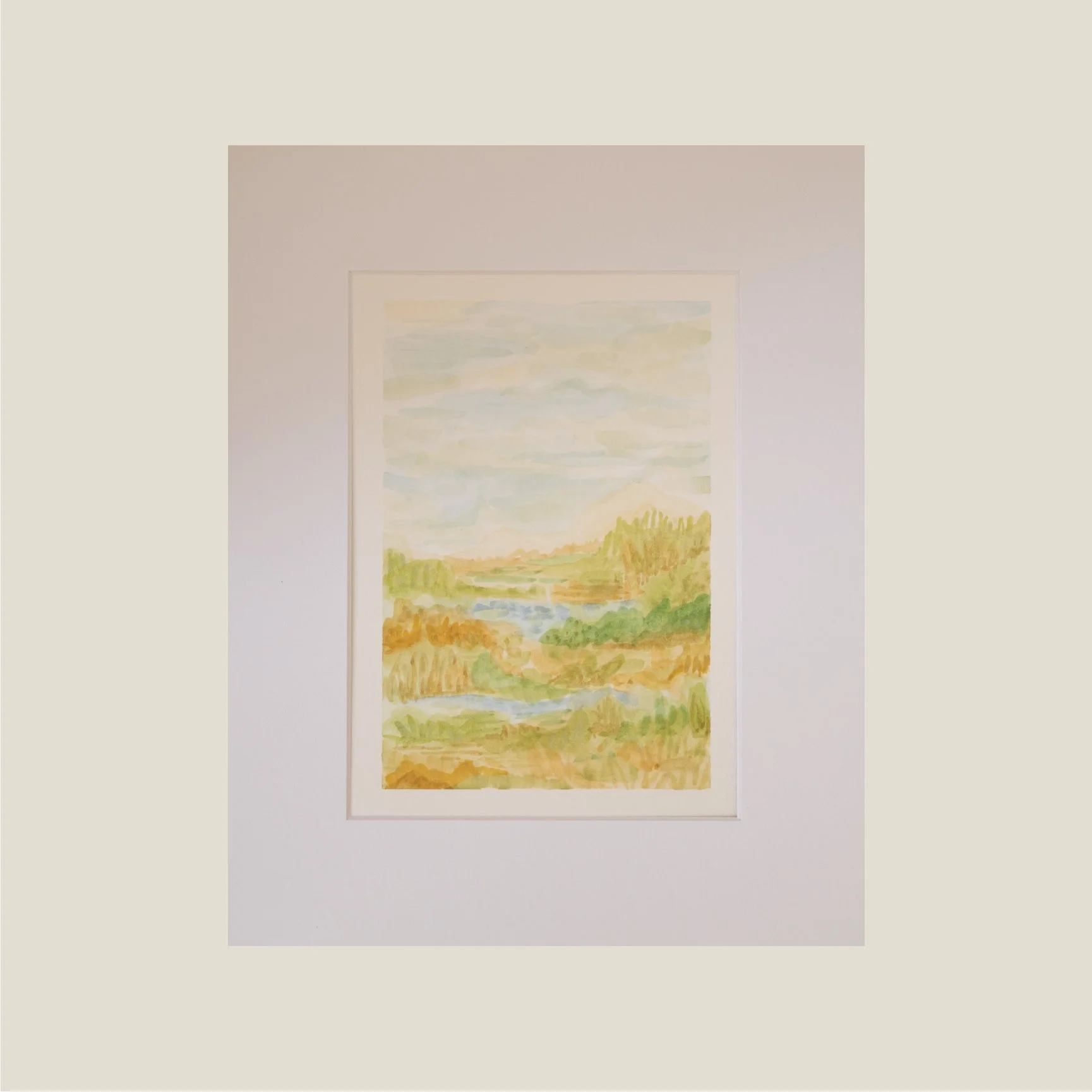 Gouache Marsh Study No. 1 - Original Matted