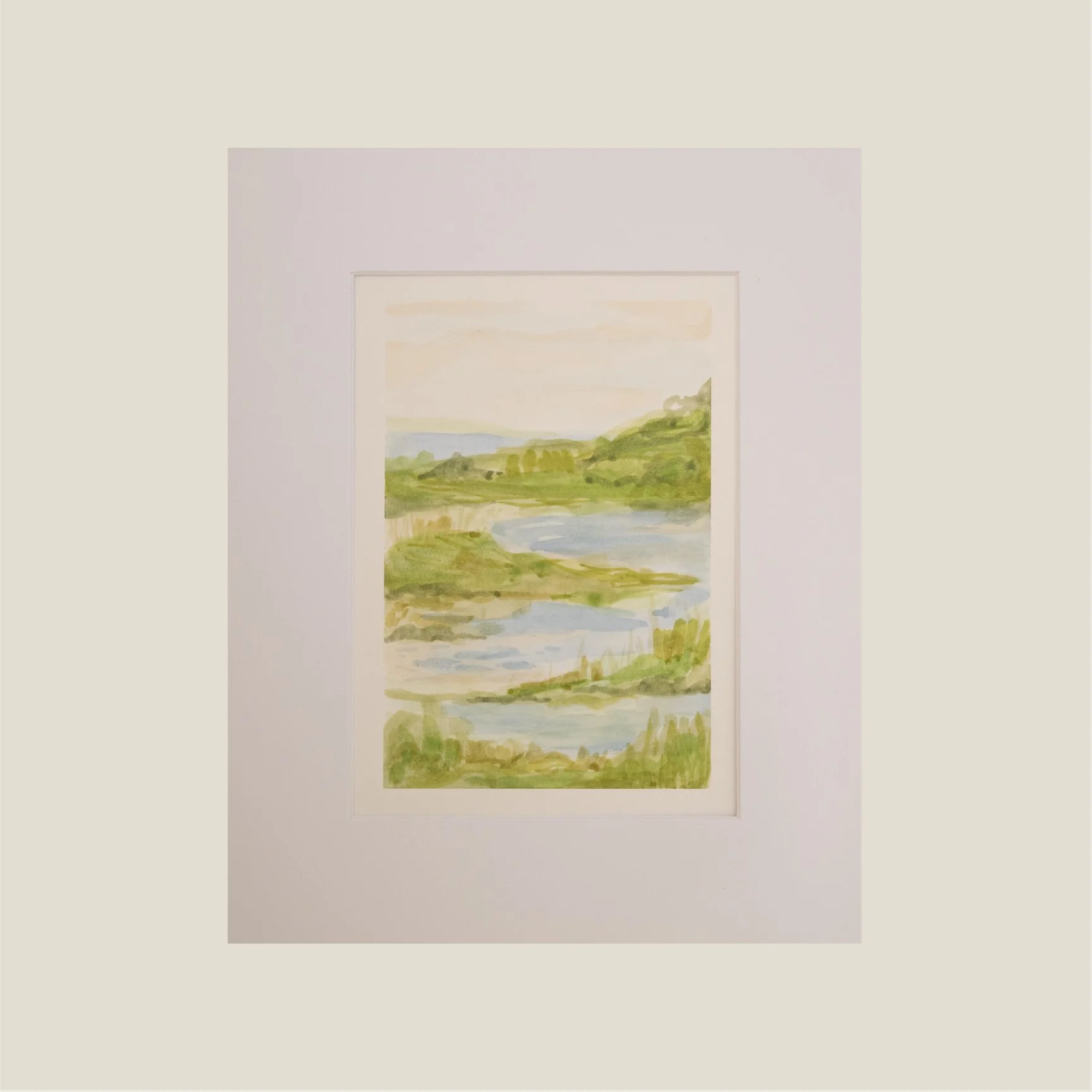 Gouache Lake Study No. 2 - Original Matted