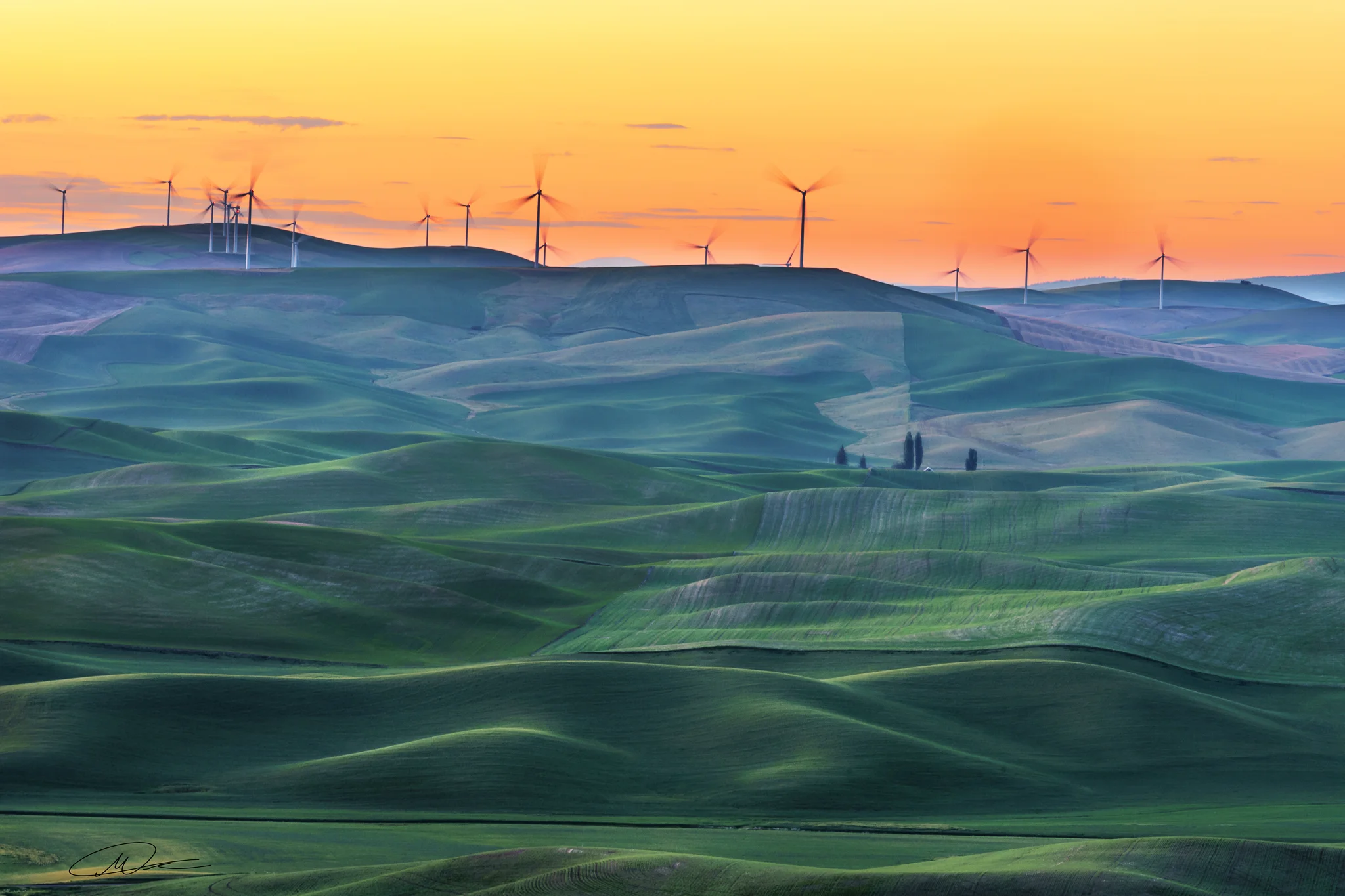 Palouse Wind Farm at Sunset