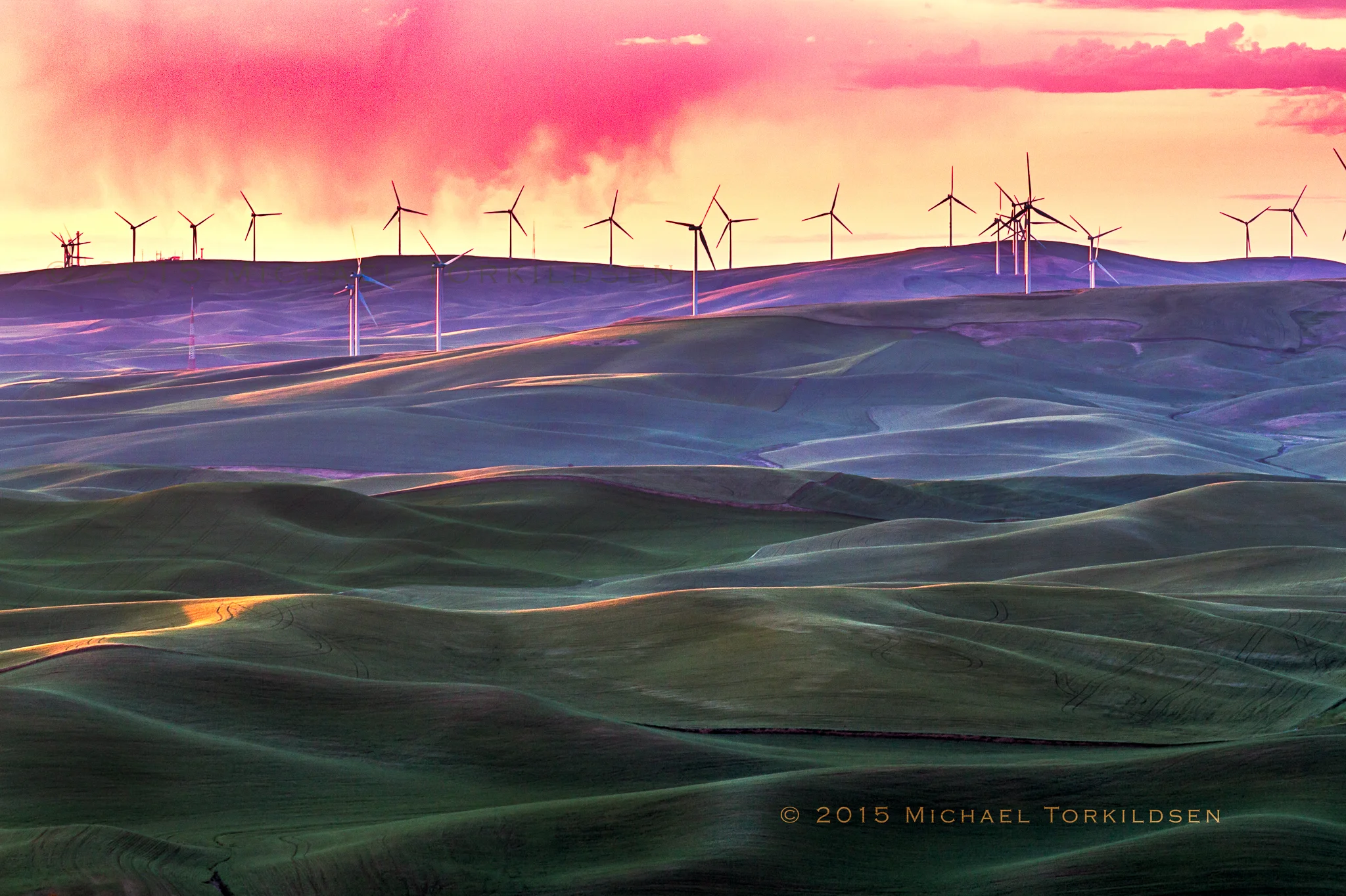 Palouse Wind Farm at Sunset 2