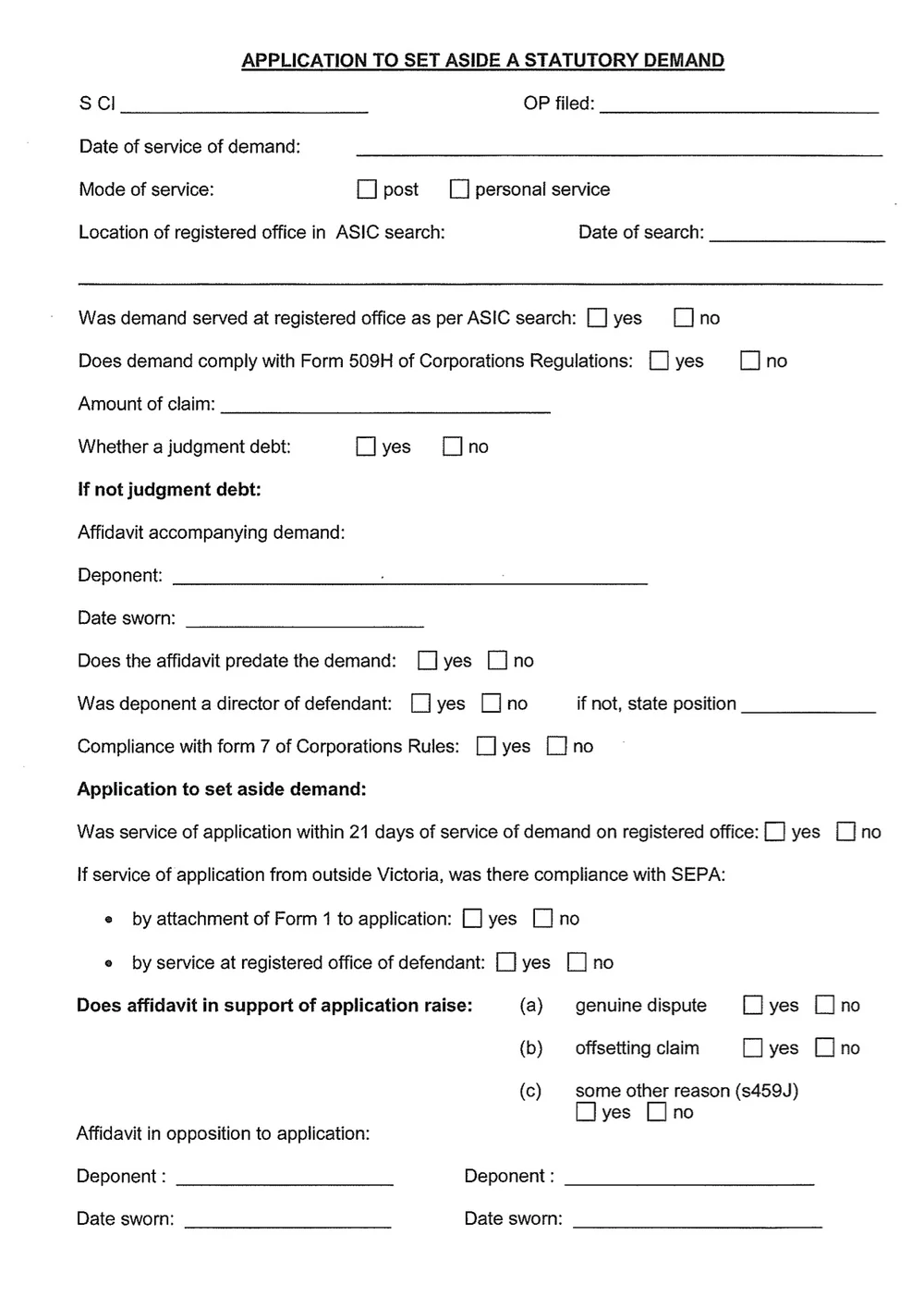 Supreme Court Checklist For Defects In Applications To Set Aside A Statutory Demand The Commercial Law Barrister